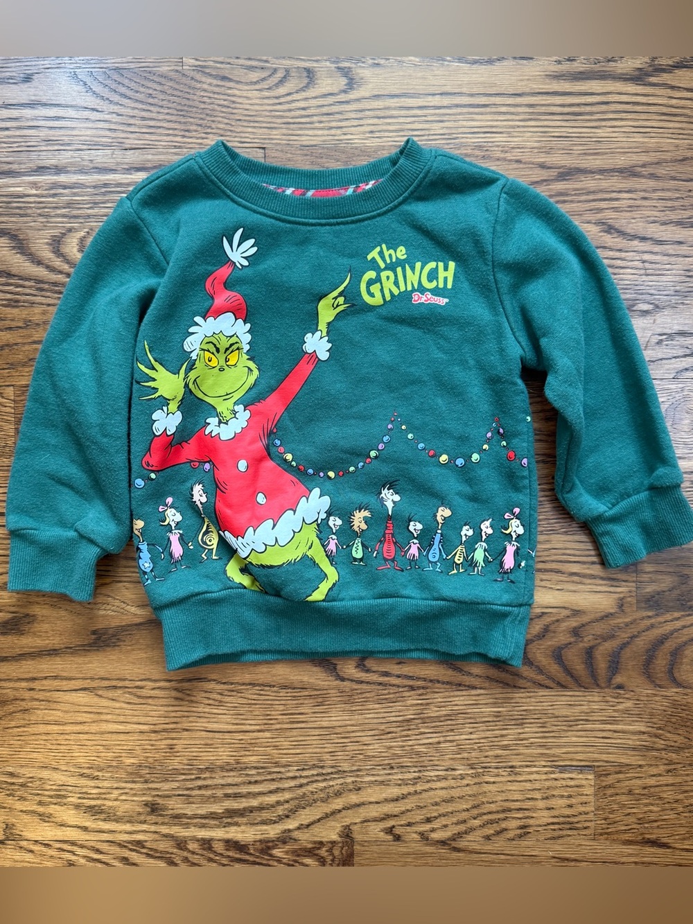 The Grinch Kids Green Christmas Holiday Graphic Sweatshirt Top Size 2T